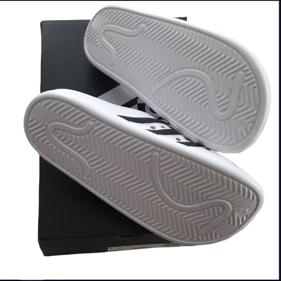 Brand New Adidas Adilette White/Black Clog sz 7 & 8 women left - Picture 2 of 11
